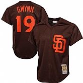 San Diego Padres #19 Tony Gwynn Mitchell And Ness Brown Throwback Stitched MLB Jersey JiaSu,baseball caps,new era cap wholesale,wholesale hats